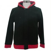 Hoodie windbreaker with inner fleece lining red