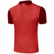 business collar polo grey red