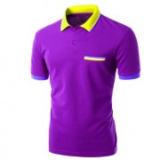 men hidden pocket polo purple