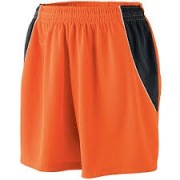 shorts with slant panel orange