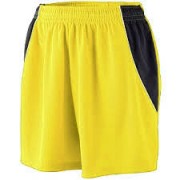 shorts with slant panel yellow